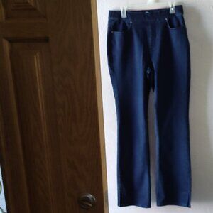 "Devine Denim" jeans by Issac Mizrahi.Live!, dark indigo, slim boot w/ slit, 10T